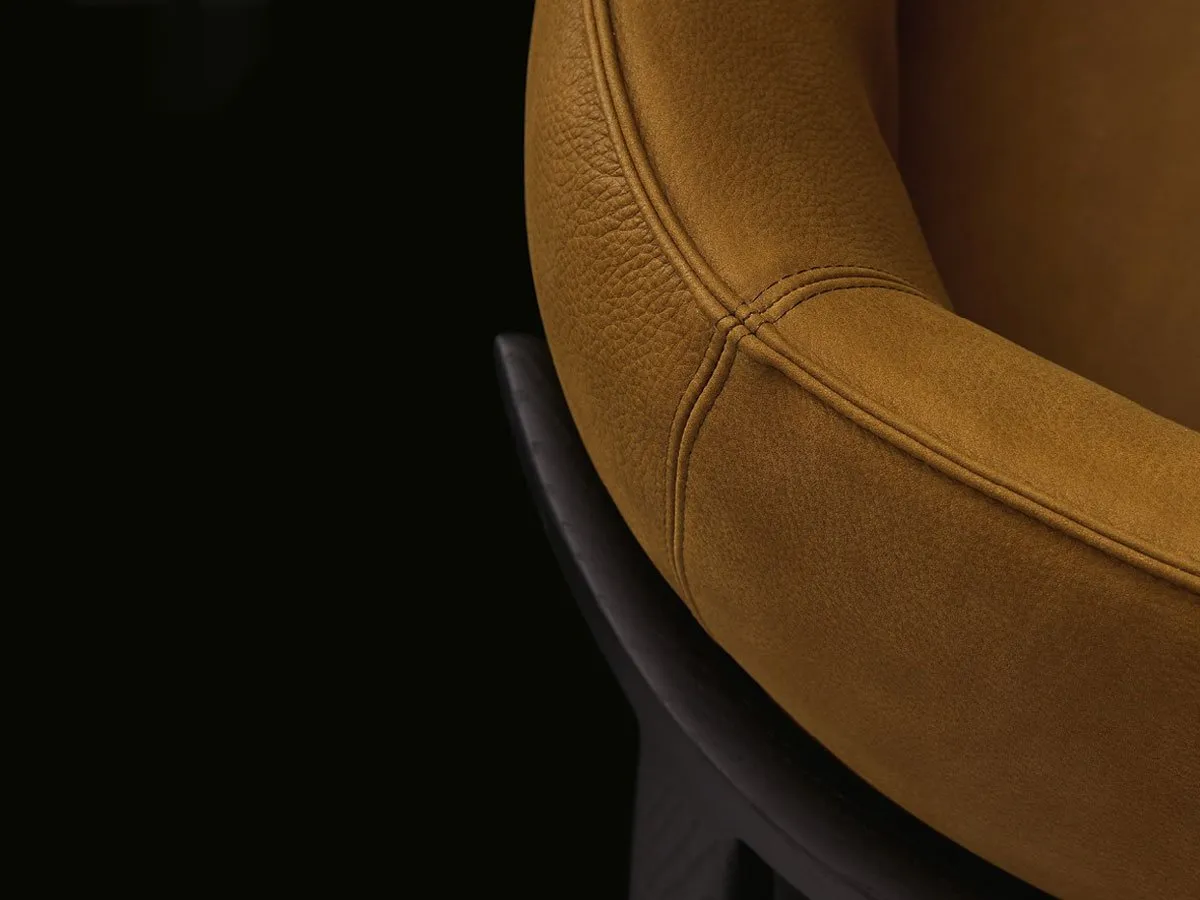 Tan Leather Armchair Dark Wood Frame Modern Accent Seating