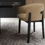 Tan Leather Armchair Dark Wood Frame Modern Accent Seating