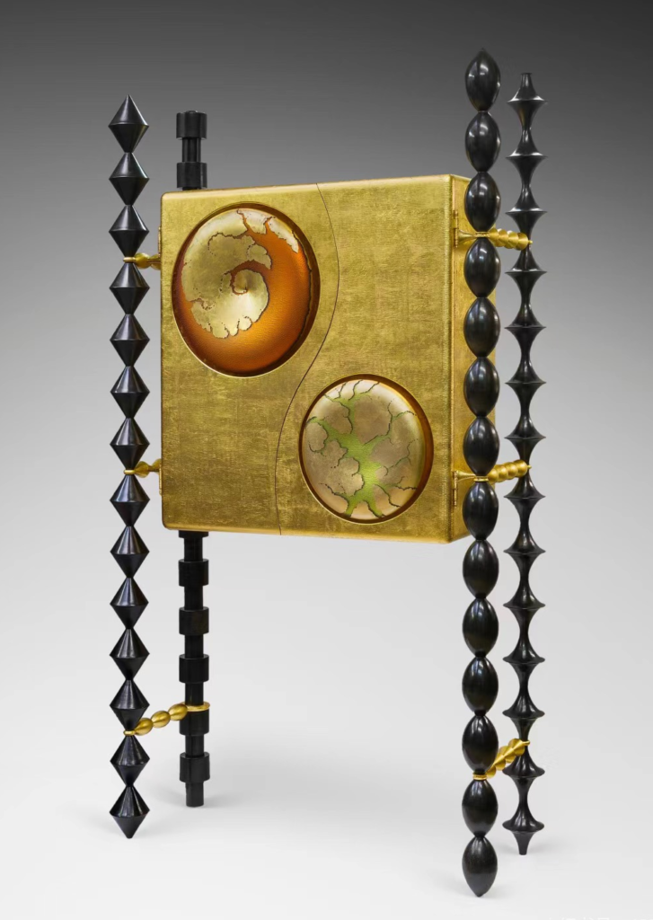 Gold Black Decorative Cabinet Artistic Inlay Geometric Stand Ornament Storage Furniture
