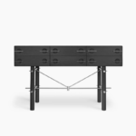 Black Wood Dresser Metal Frame Geometric Legs Multiple Drawers