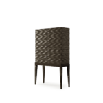 Textured Dark Cabinet Wavy Pattern Four-Leg Design Modern Storage Furniture