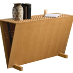 Oak Console Table Perforated Top Angled Design Modern Storage Furniture