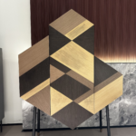 Geometric Wood Cabinet Hexagonal Shape Multi-Tone Modern Artistic Furniture