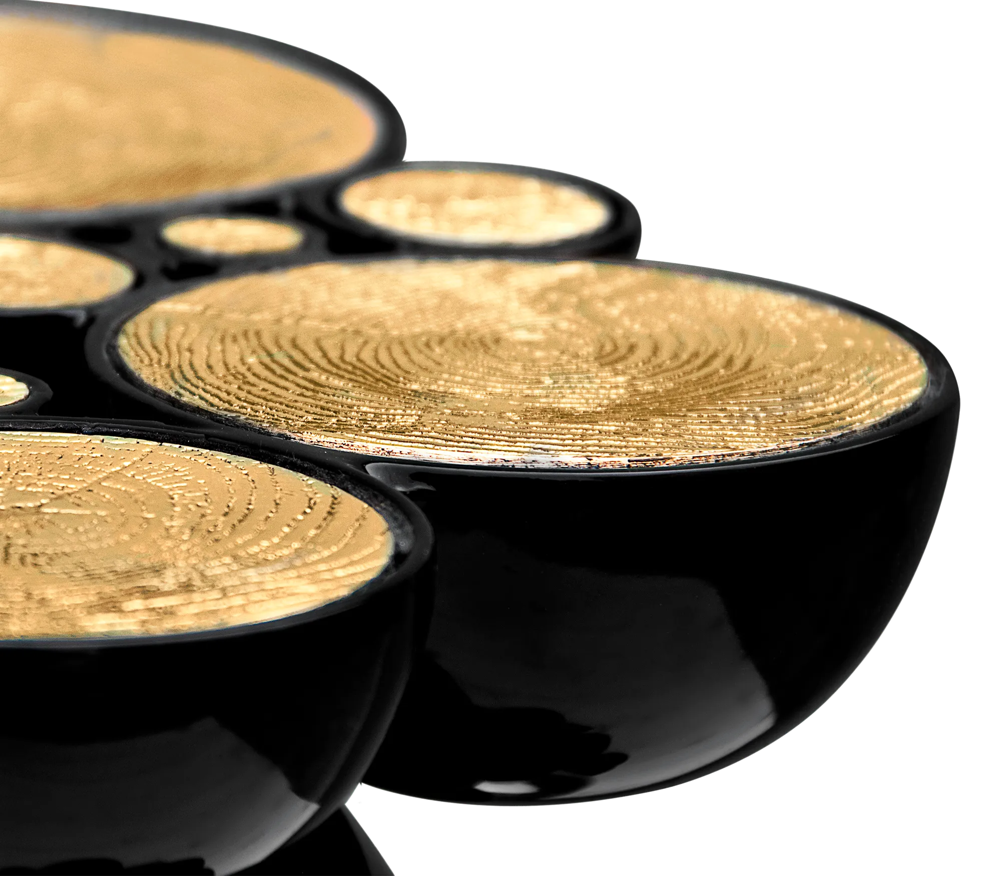 Black And Gold Bubble Design Side Table With Resin Finish