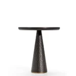 Black Textured Conical Base Round Side Table