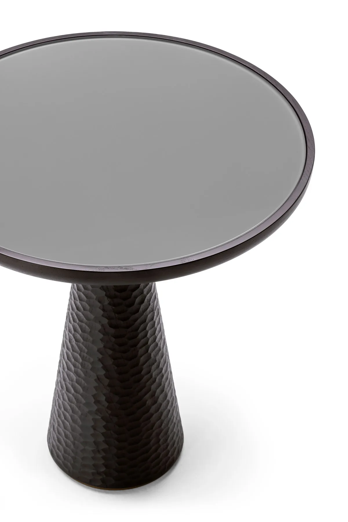 Black Textured Conical Base Round Side Table