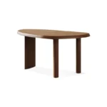 Natural Walnut Wood Oval Office Desk with Asymmetric Legs