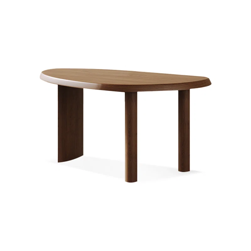 Natural Walnut Wood Oval Office Desk with Asymmetric Legs