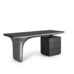 High End Modern Black Painting Tempered Glass Top Desk with Integrated Drawer