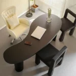 Modern Curved Top Solid Wood Office Table with Tapered Legs