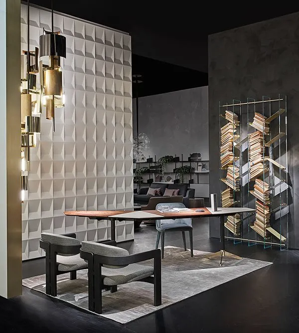 Modern Geometric Wooden Metal Open Bookcase Freestanding Display Shelf