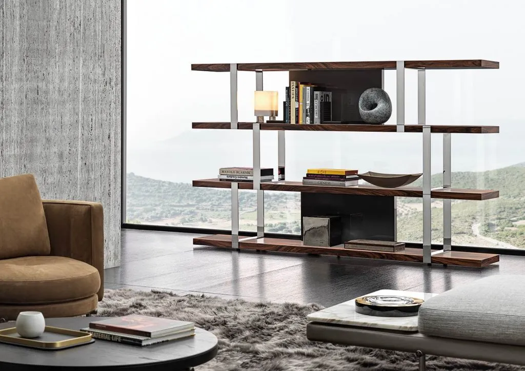 Modern Multi Tier Metal Frame Open Display Bookcase with Panels