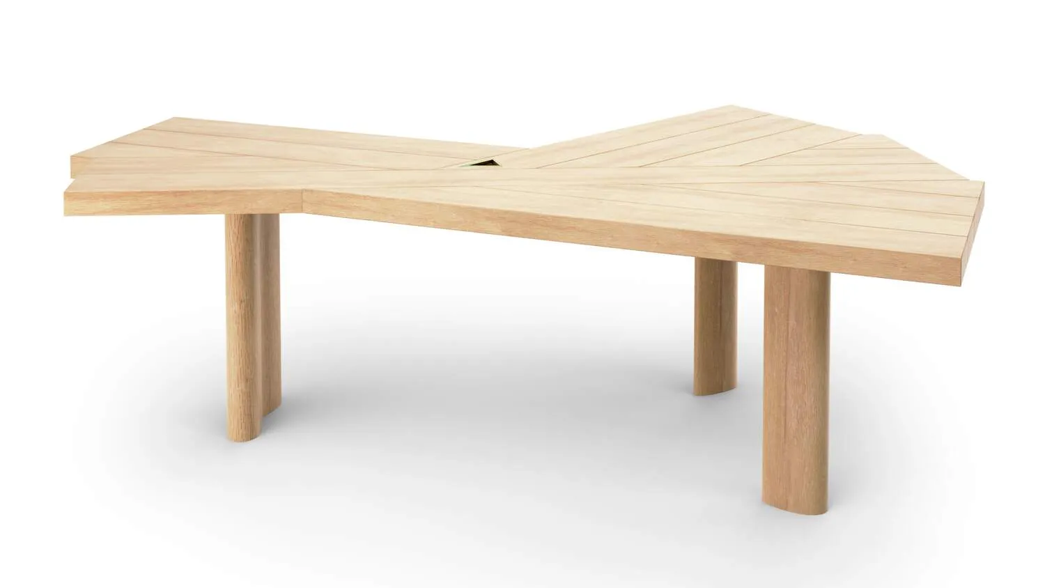 Ambassador Beige Wood Writing Desk Irregular Top