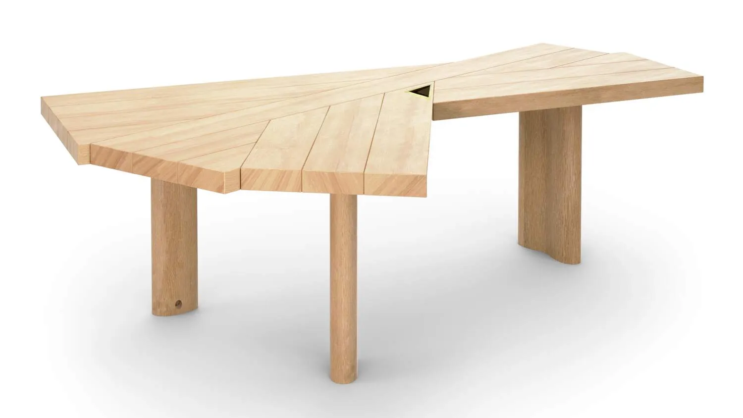 Ambassador Beige Wood Writing Desk Irregular Top