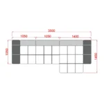 Beige Modular Sectional Sofa with Tufted Seats and Pillows