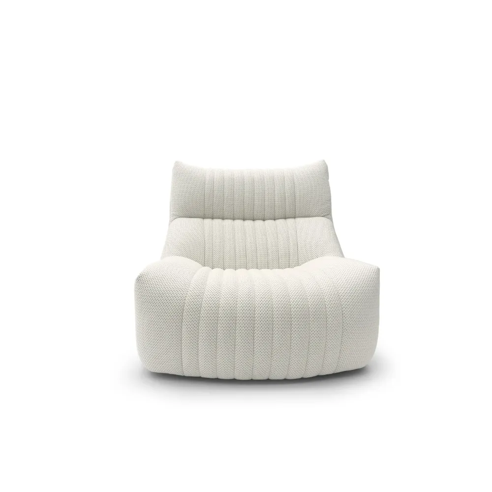 Cream Textured Fabric L Shape Four Seater Sectional Sofa