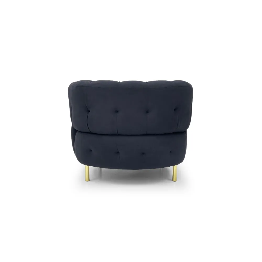 Dark Grey Velvet Tufted Single Seater Armchair with Gold Legs