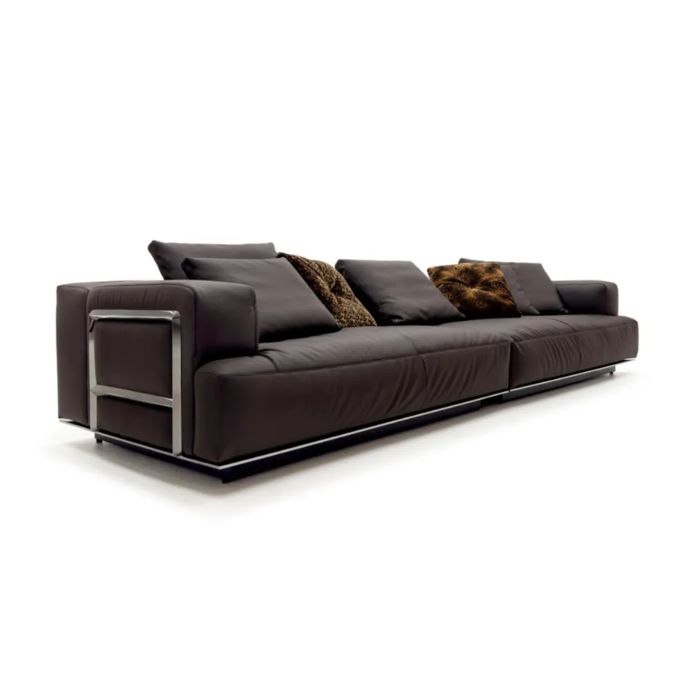 Grey Oversized Modular Sofa with Plush Back Pillows