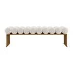 Modern Gold Frame Entryway Bench with White Cylinder Cushions