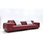 Navy Blue Leather Four Seater Tufted Sofa