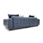 Navy Blue Leather Four Seater Tufted Sofa