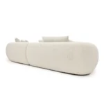 Off-white Wool Boucle Curved Four Seater Sectional Sofa